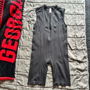 Black Sleeveless Zip-Up Romper